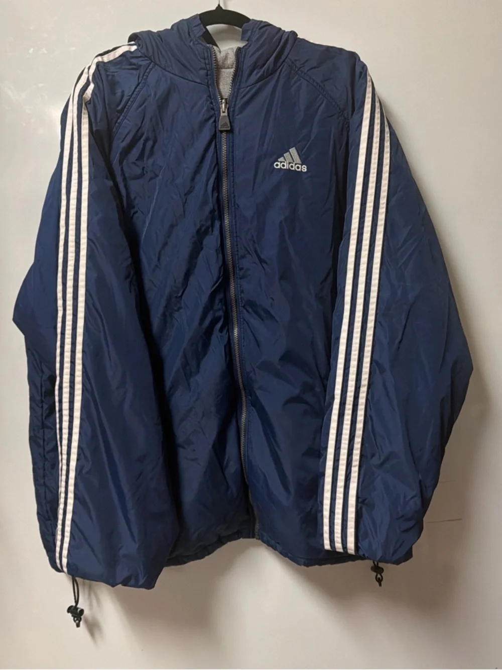 90s Vtg ADIDAS Reversible Jacket Bomber Fleece Lined Mens Sz XXL Windbreaker Y2K